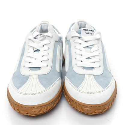 Hermes Suede Goatskin Jet Sneakers 37.5 Gris Nuage White 2 of 8