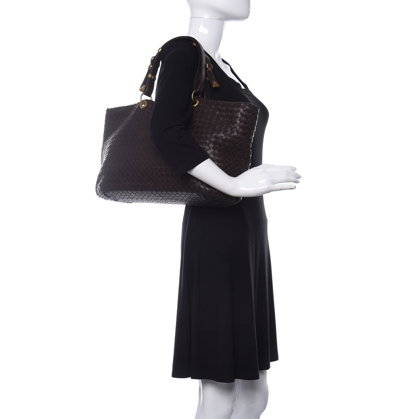Nappa Intrecciato Large Capri Tote Ebano
