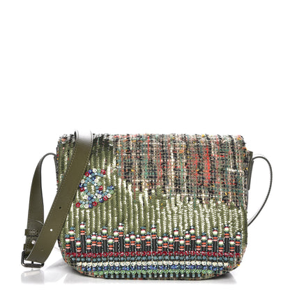 Chanel Tweed Sequins Havana Stroll Messenger Khaki 1 of 8