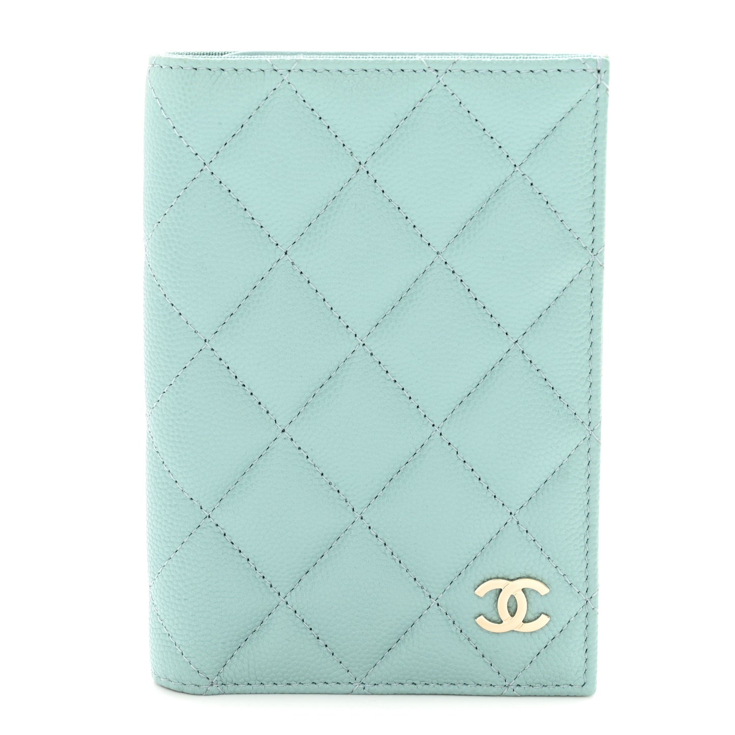 Caviar Quilted Passport Holder Light Blue