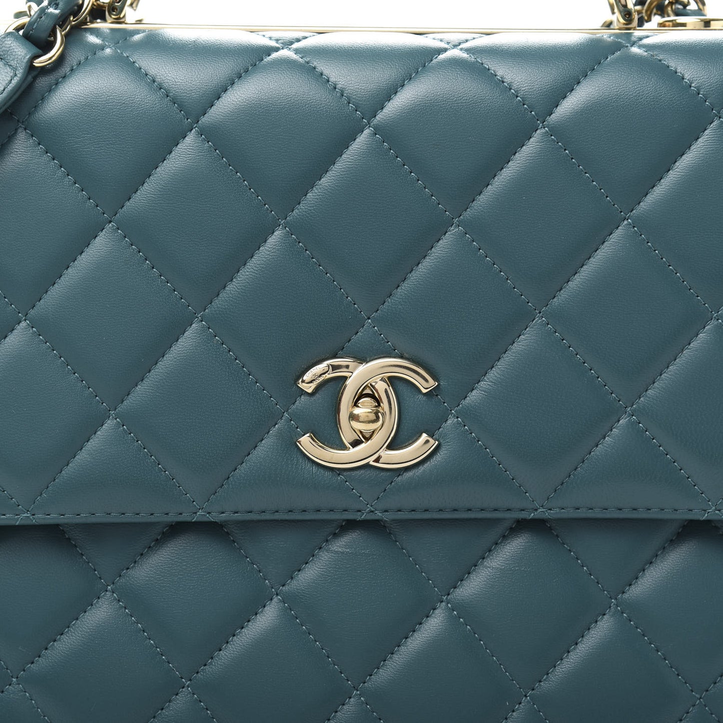 Lambskin Quilted Large Trendy CC Dual Handle Flap Bag Blue