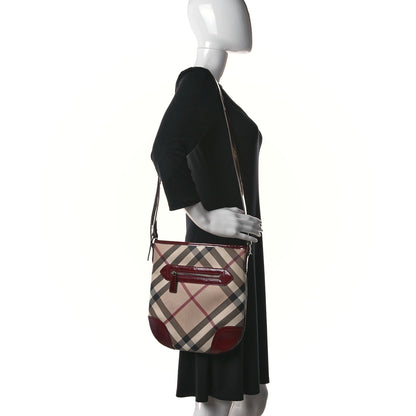 Burberry Patent Nova Check Dryden Crossbody Bag Dark Red 2 of 17