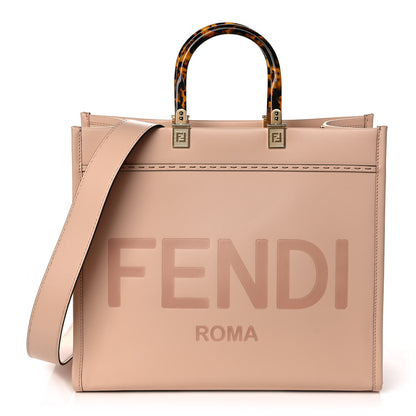 Fendi Vitello King Plexiglass Logo Embossed Medium Fendi Sunshine Shopper Tote Light Rose 1 of 18