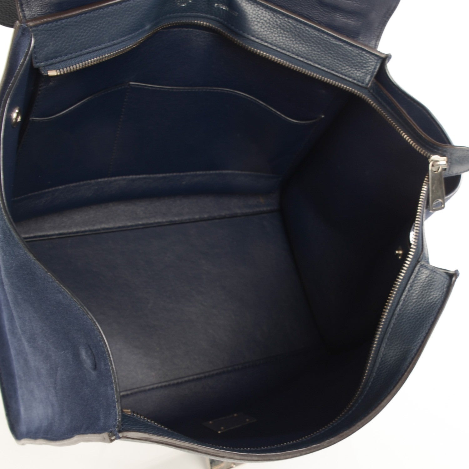 Celine Drummed Calfskin Suede Medium Trapeze Navy 6 of 10