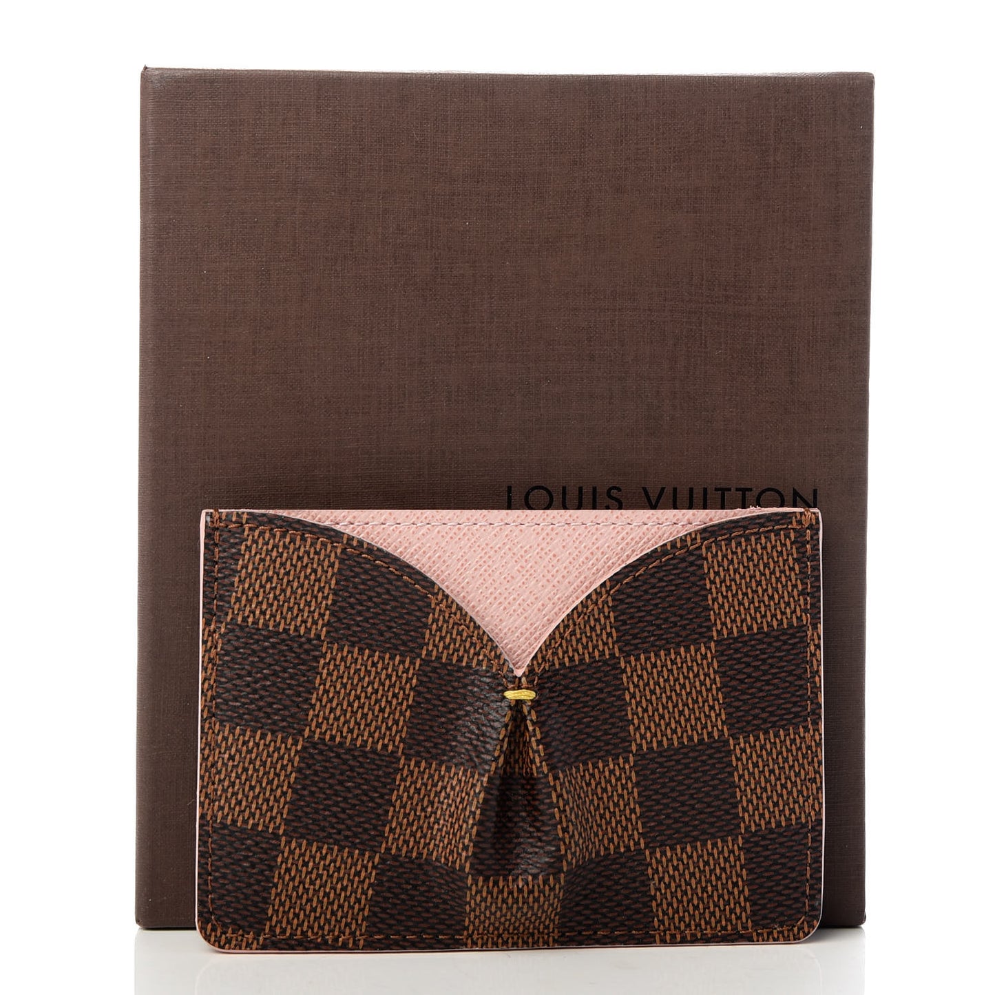 Damier Ebene Caissa Card Holder Rose Ballerine