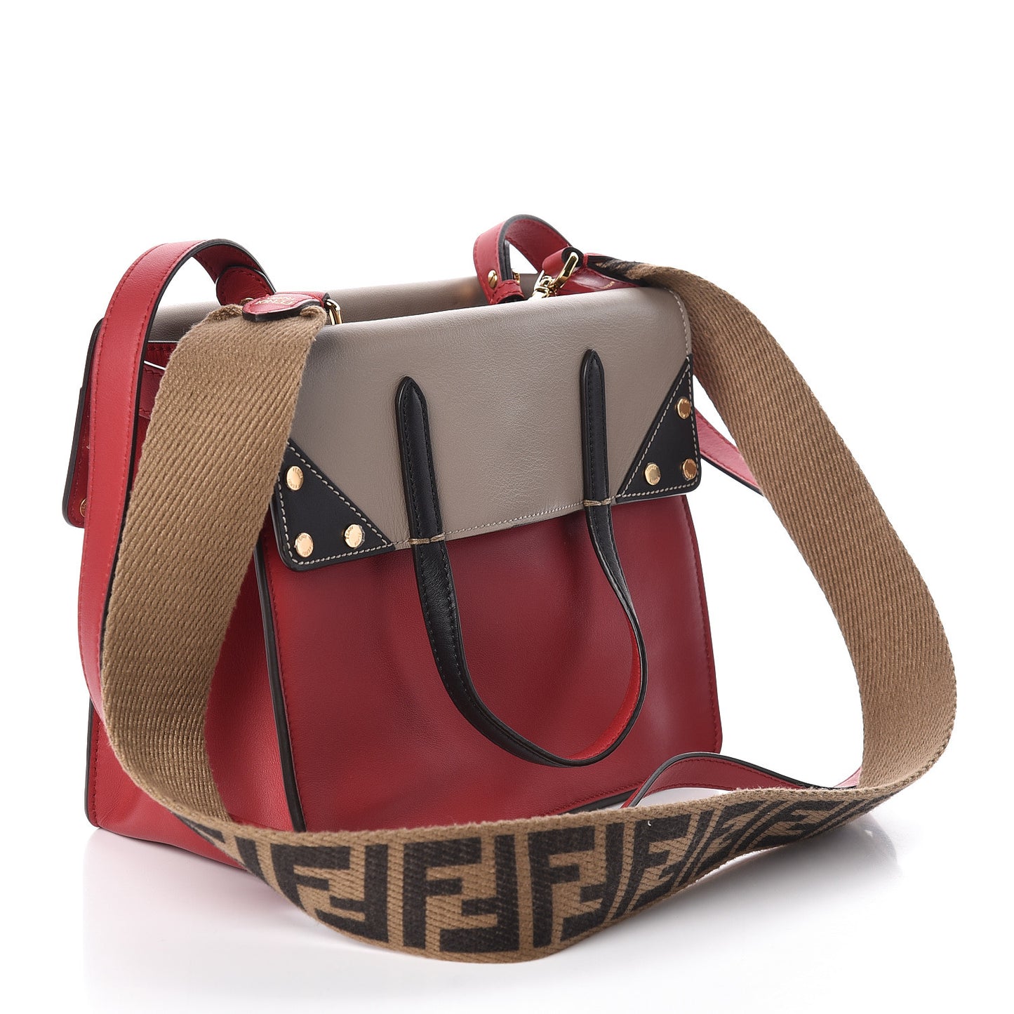 Vitello Grace FF 1974 Small Flip Tote Fragola Sepia
