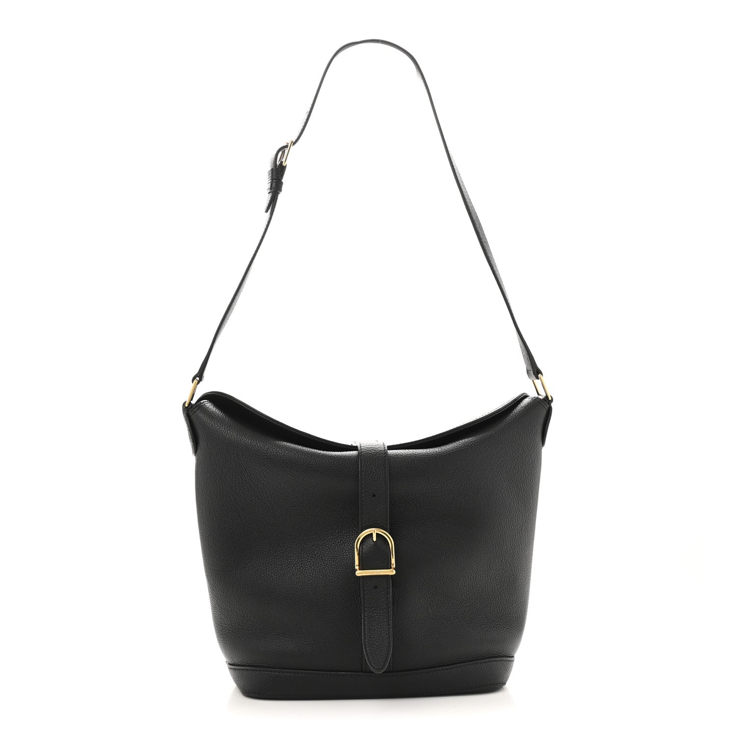Soft Grained Calfskin Medium Bucket Bag Black