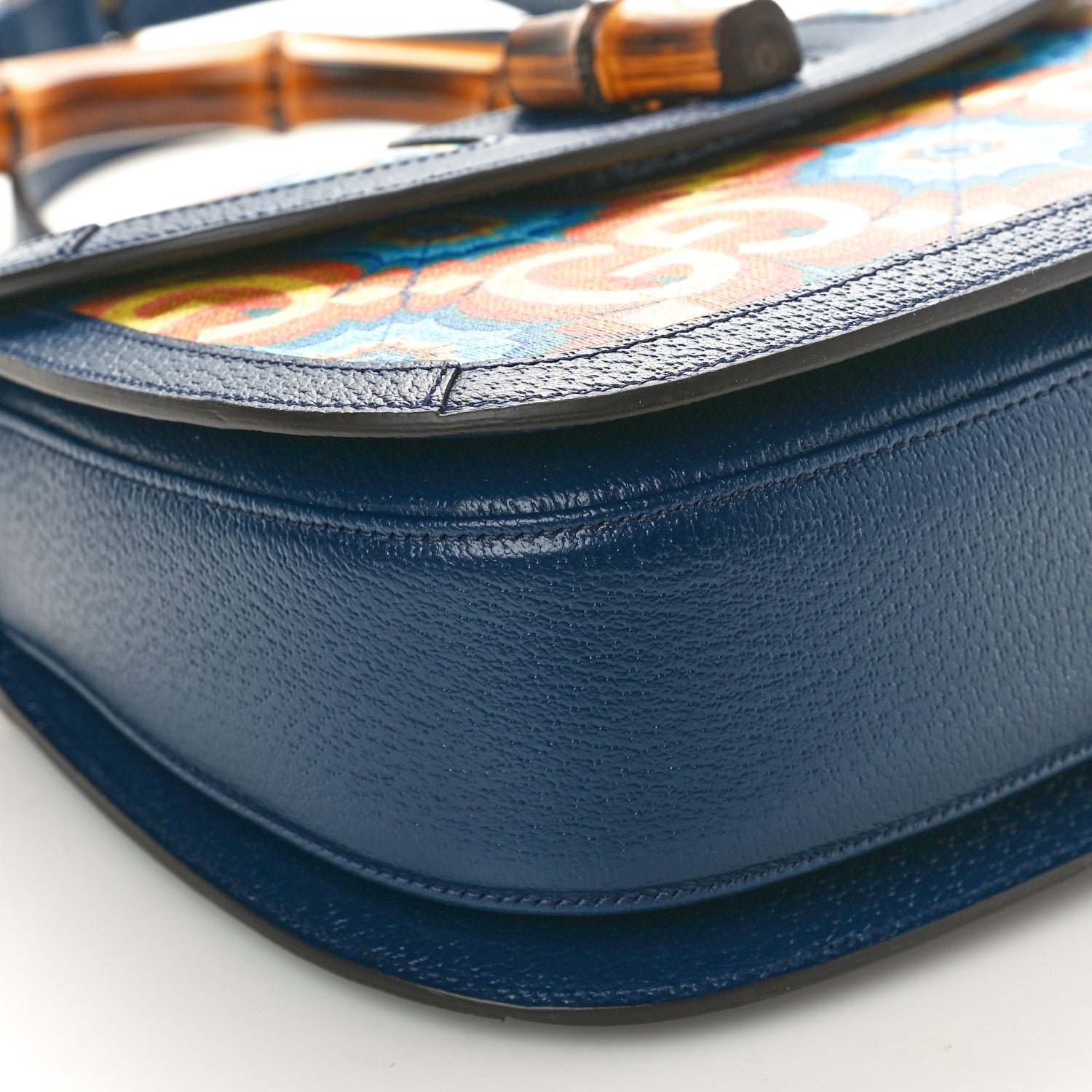 Gucci Calfskin Kaleidoscope Medium Bamboo 1947 Top Handle Bag Blue Orange Multicolor Blue Agata 10 of 11