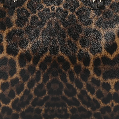 Christian Louboutin Calfskin Leopard Print Spikes East West Cabata Tote Brown 8 of 11