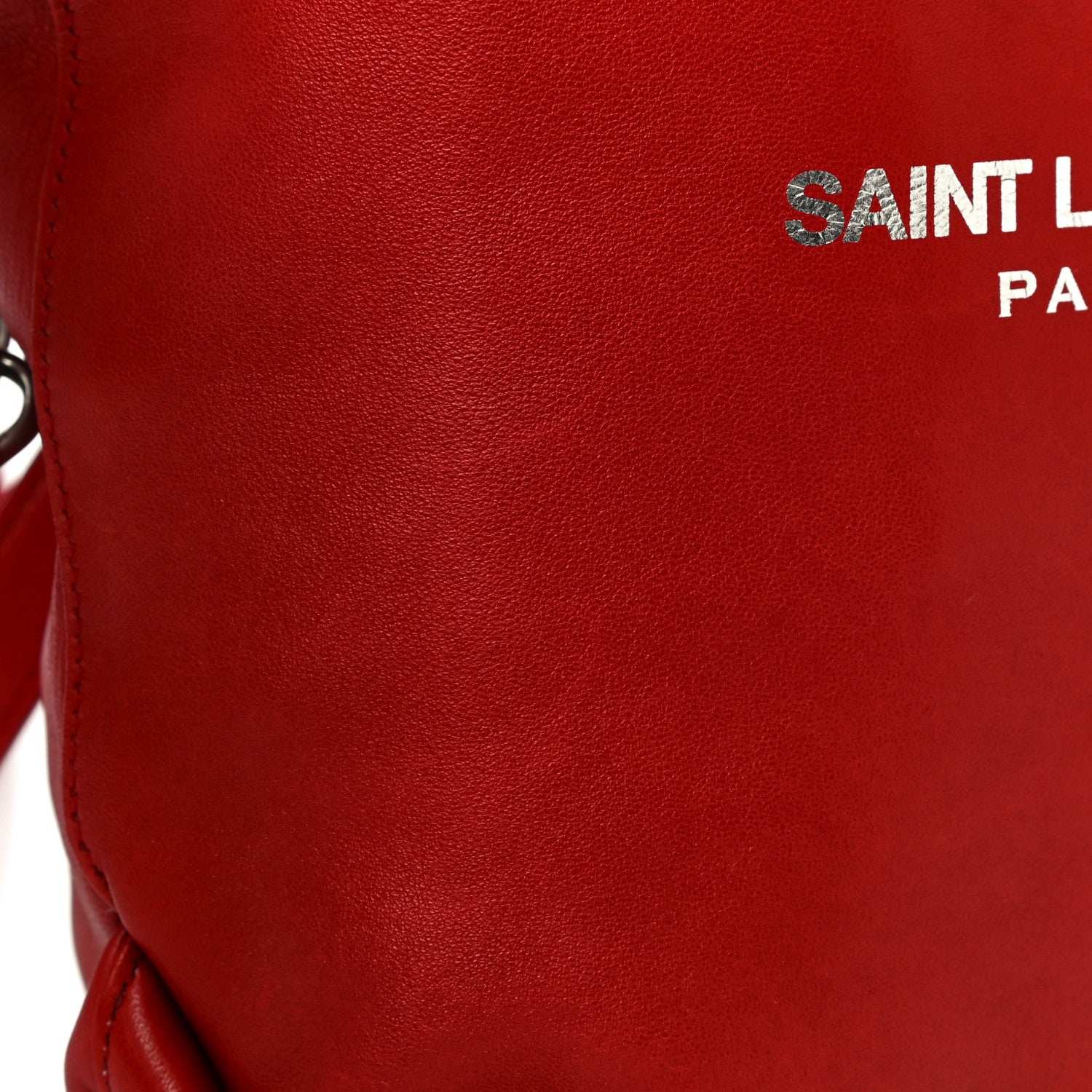 Saint Laurent Lambskin Small Teddy Bucket Bag Red 16 of 16