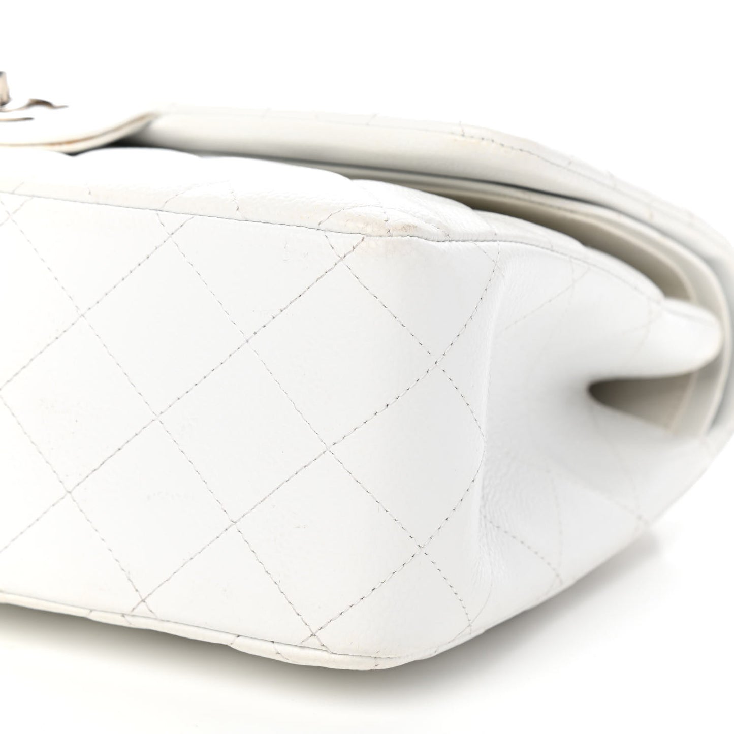 Caviar Quilted Jumbo Double Flap White
