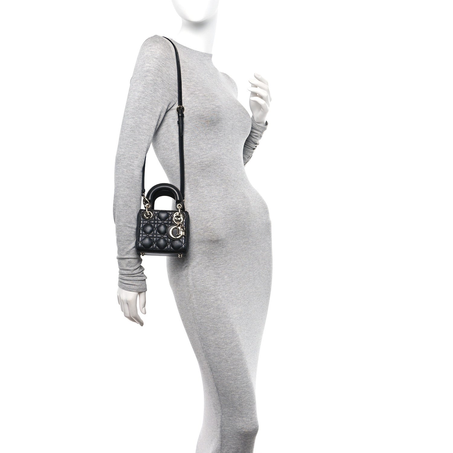 Christian Dior Lambskin Cannage Micro Lady Dior Black 2 of 9