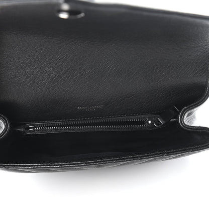 Saint Laurent Sheepskin Matelasse Chevron Monogram Monochrome Medium College Bag Black 5 of 11