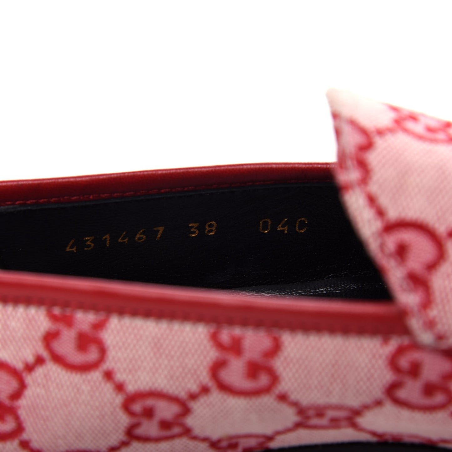Canvas GG Monogram Horsebit Womens Jordaan Loafers 38 Gardenia Hibiscus Red