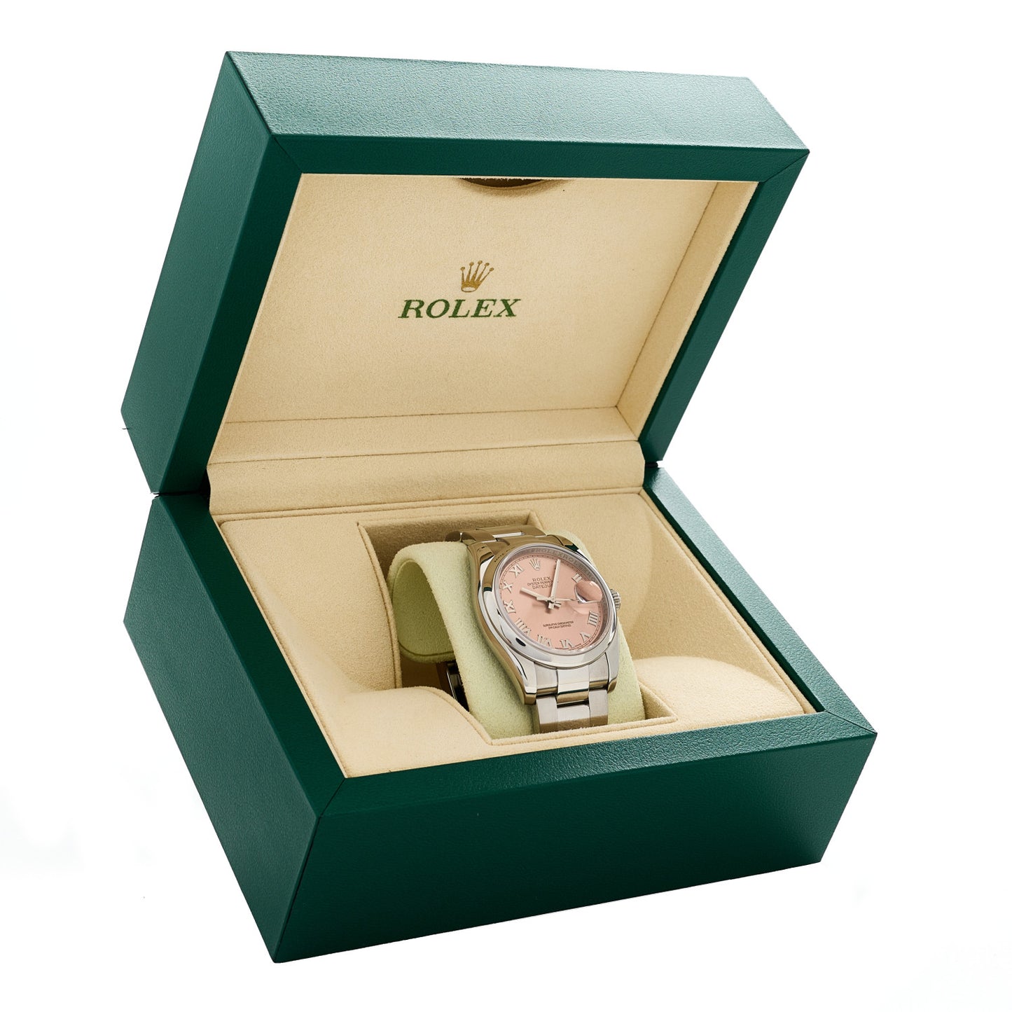 Stainless Steel 36mm Oyster Perpetual Datejust Watch Pink Roman 116200