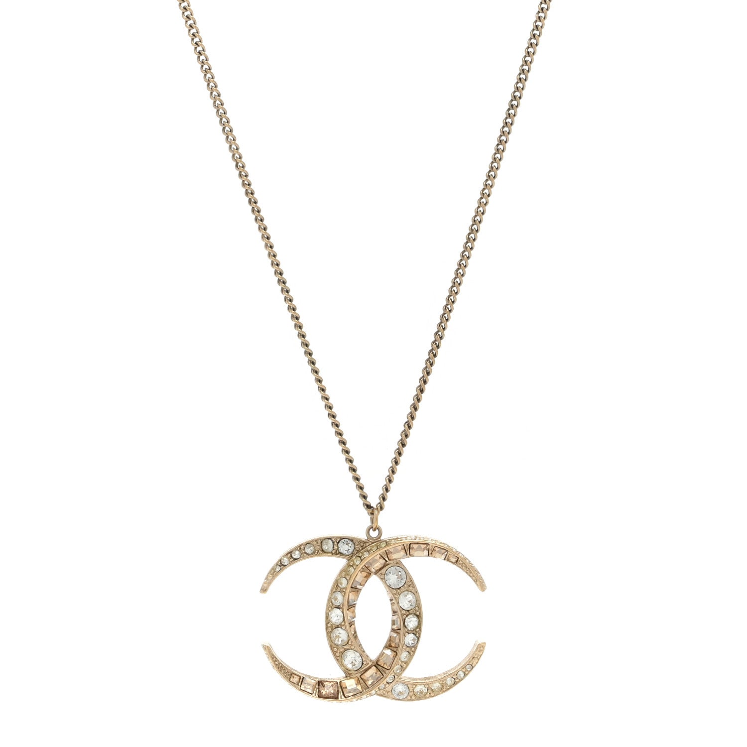 Chanel Baguette Crystal Moon CC Necklace Gold 1 of 3