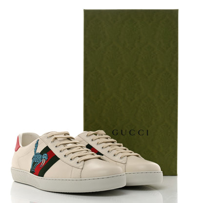 Gucci X FREYA HARTAS Calfskin Miro Soft Web Mythical Creature Embroidered Mens Ace Sneakers 11 New Mystic White 9 of 9