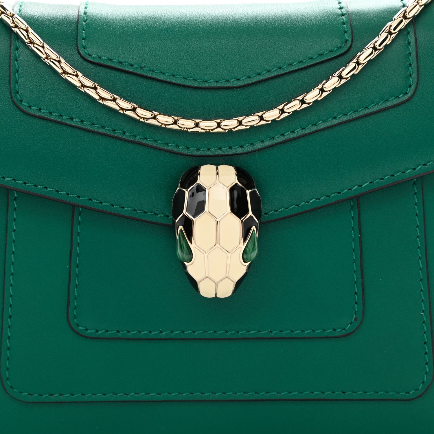 Bulgari Calfskin Small Serpenti Forever Snake Strap Crossbody Bag Emerald Green 9 of 9