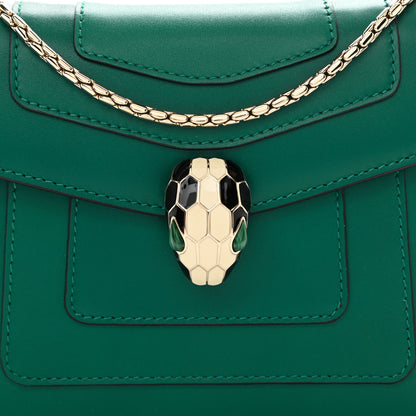 Bulgari Calfskin Small Serpenti Forever Snake Strap Crossbody Bag Emerald Green 9 of 9