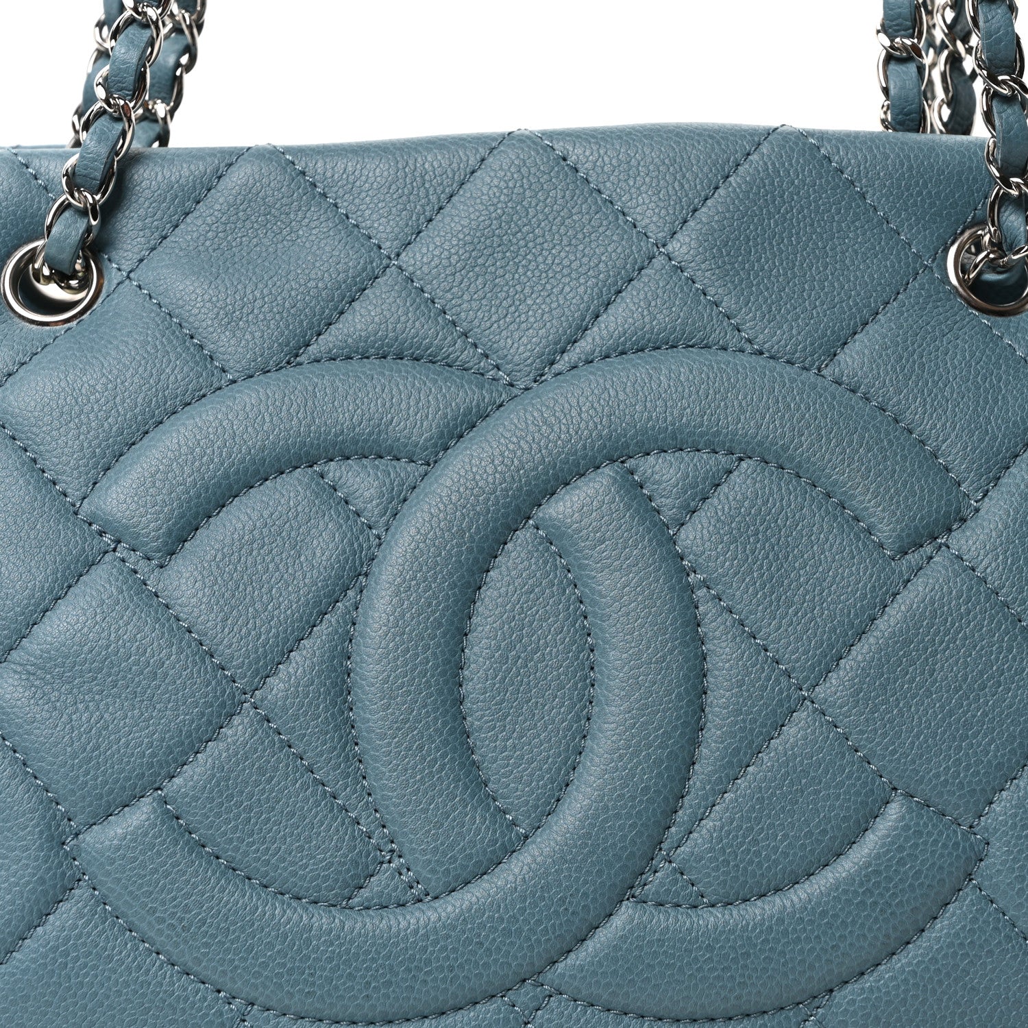 Chanel Caviar Quilted CC Timeless Soft Tote Blue 8 of 10
