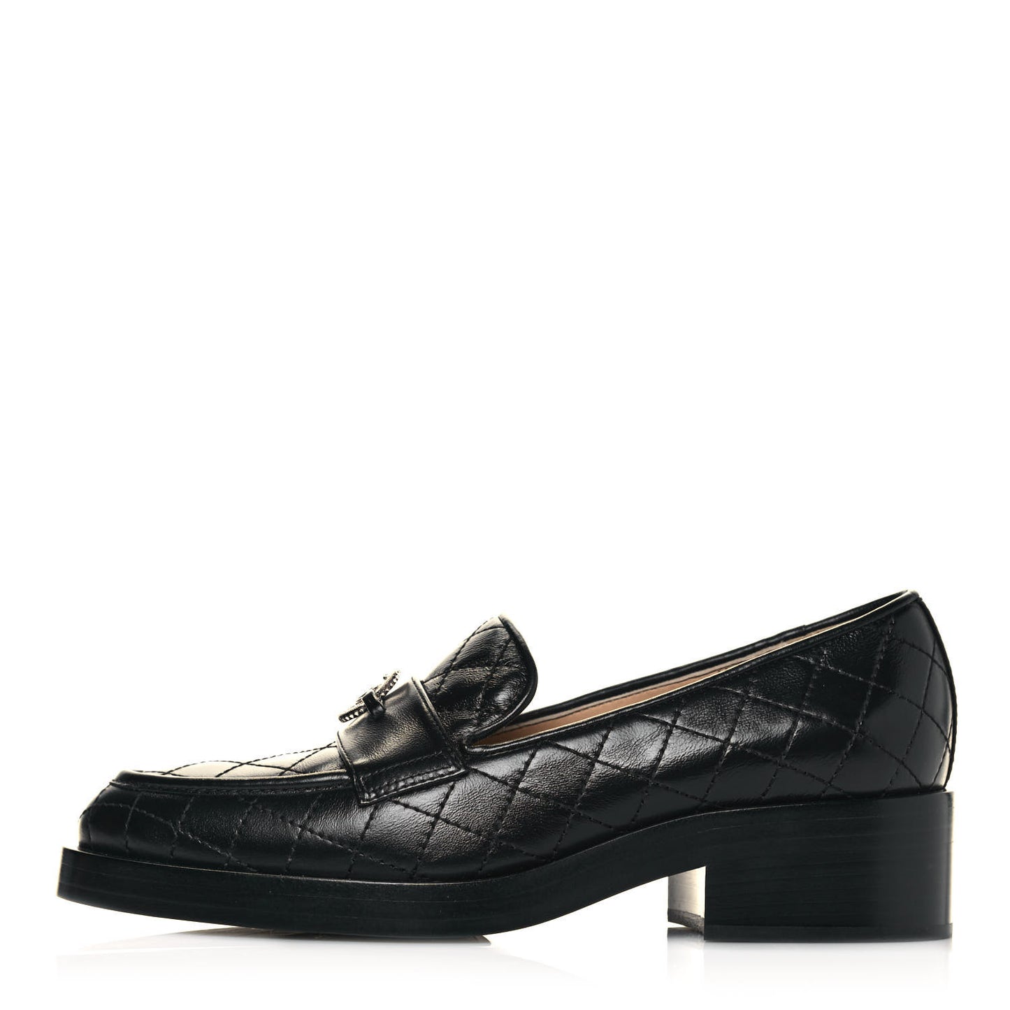 Calfskin Stitched CC Loafers 36.5 Black