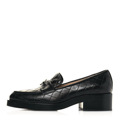 Chanel Calfskin Stitched CC Loafers 36.5 Black 1 of 10