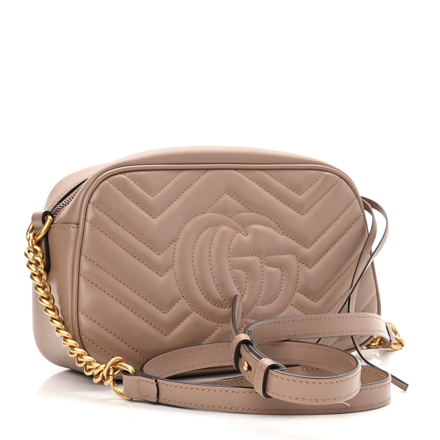 Calfskin Matelasse Small GG Marmont Chain Shoulder Bag Porcelain Rose