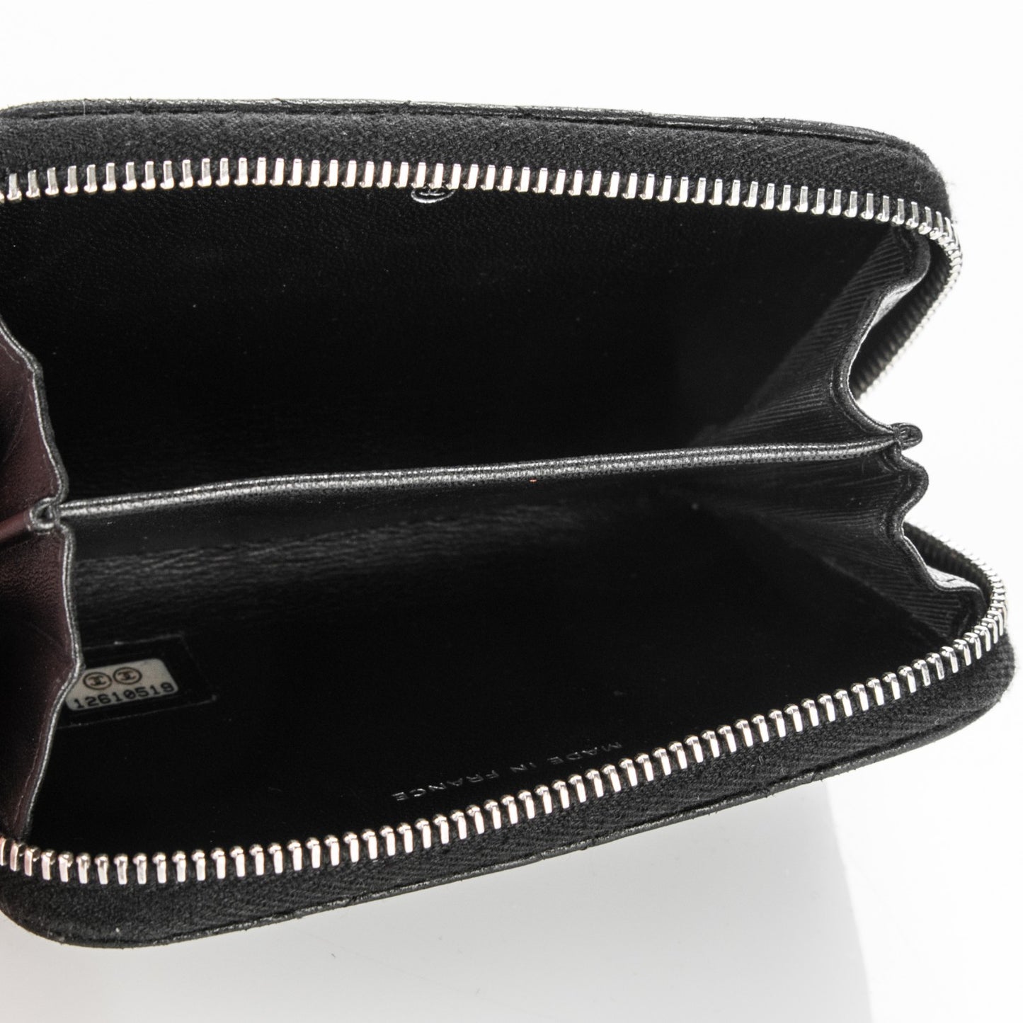 Lambskin Quilted Zip Around Card Holder Black