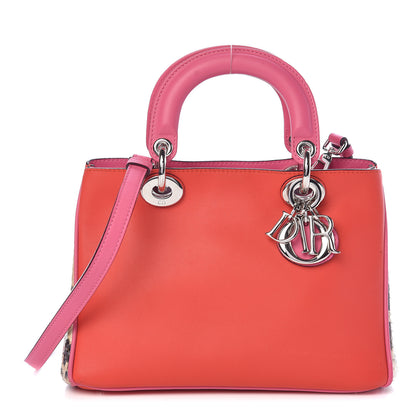 Christian Dior Python Smooth Calfskin Small Diorissimo Tote Pink Red 1 of 10