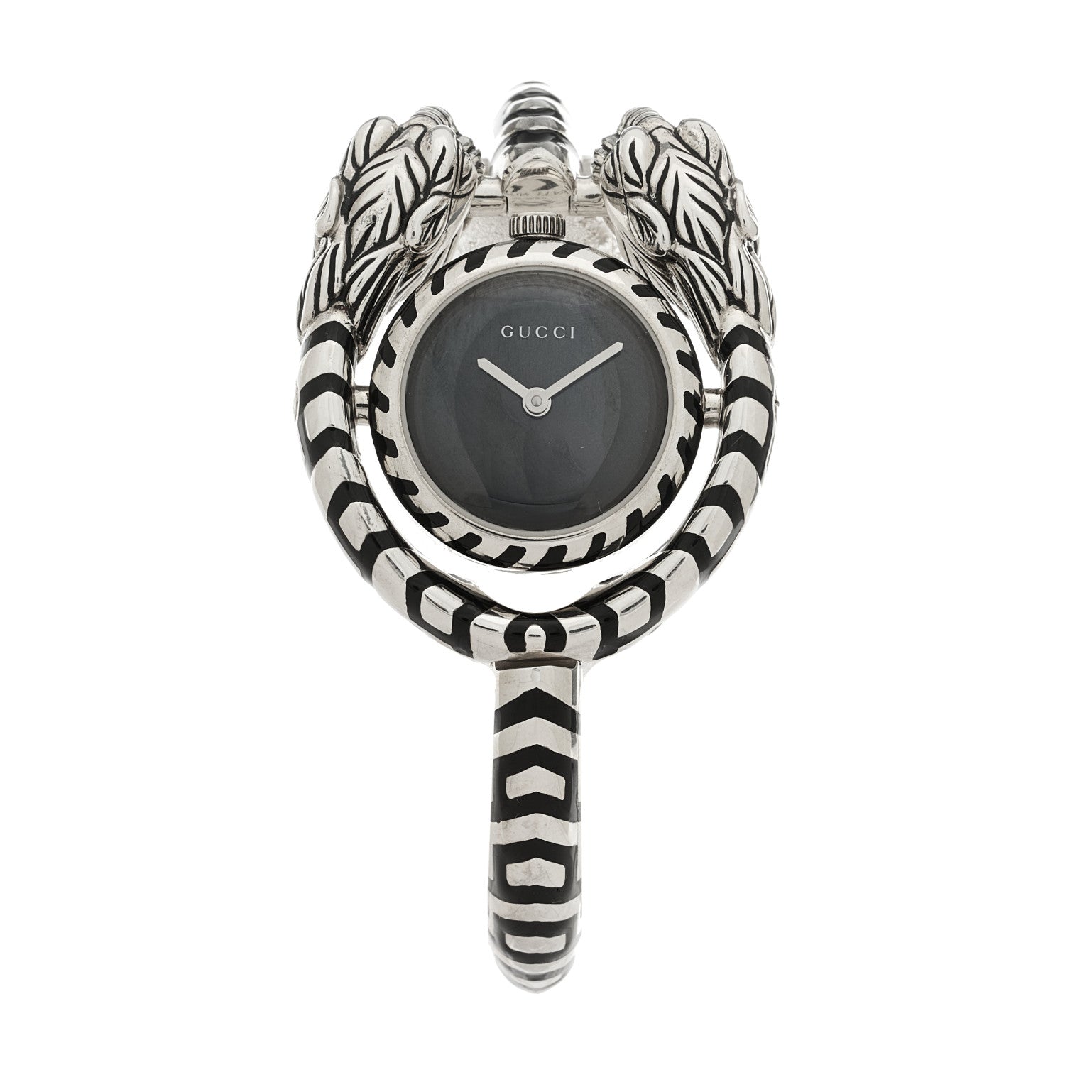 Gucci Sterling Silver Black Mother of Pearl 23mm Dionysus Quartz Watch 1 of 5