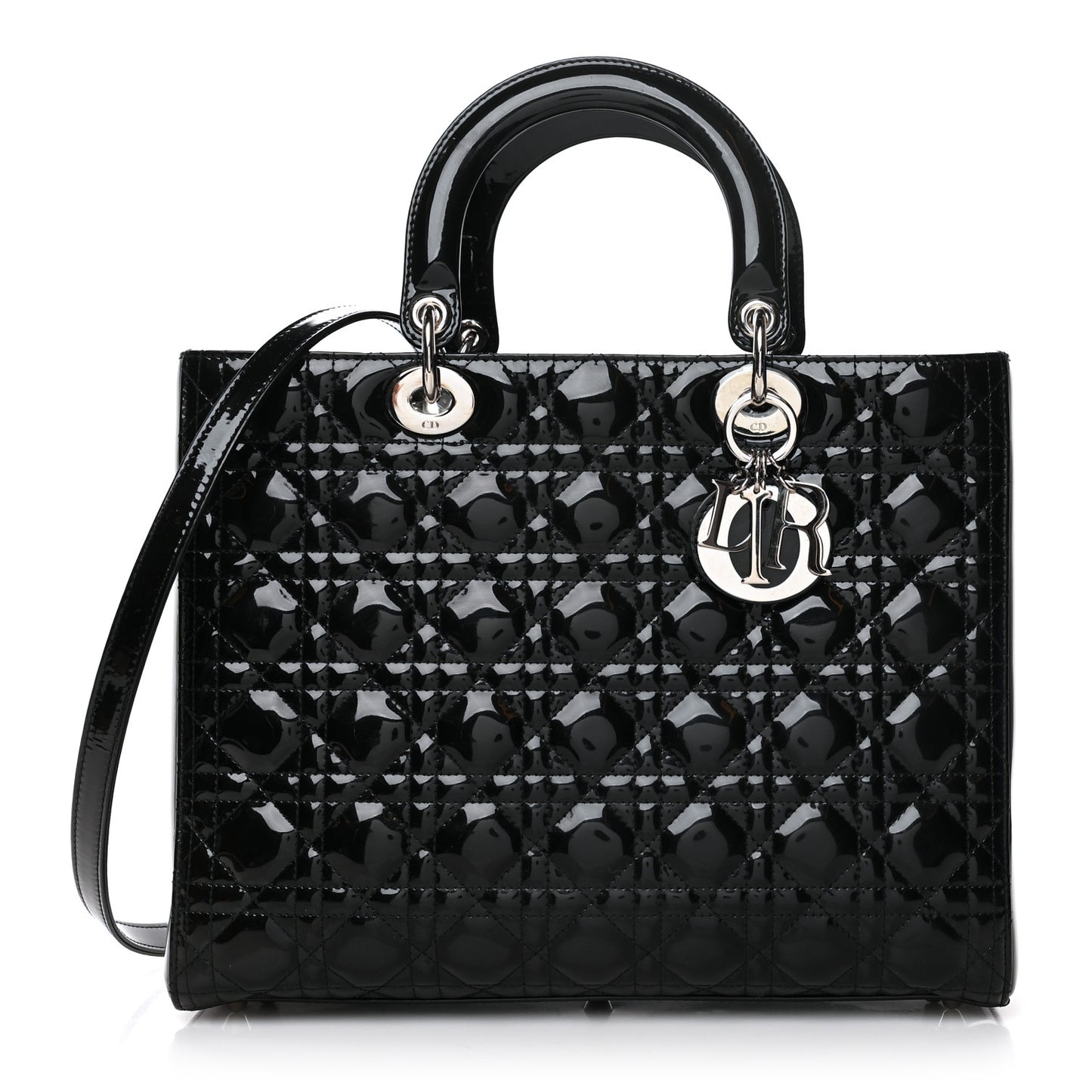 Patent Cannage Large Lady Dior Black