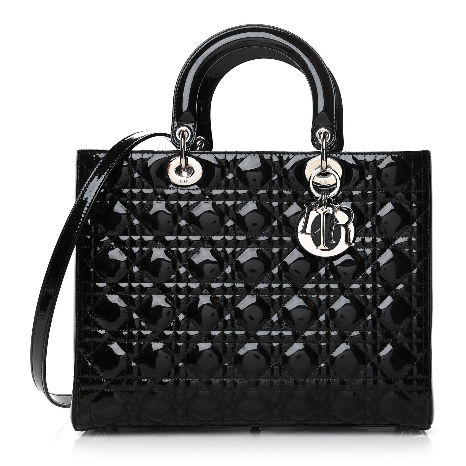 Christian Dior Patent Cannage Large Lady Dior Black 1 of 10