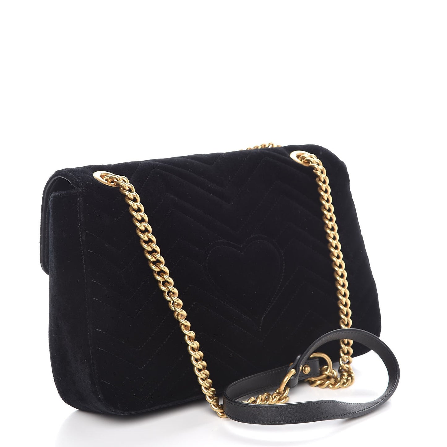 Velvet Matelasse Medium GG Marmont Shoulder Bag Black