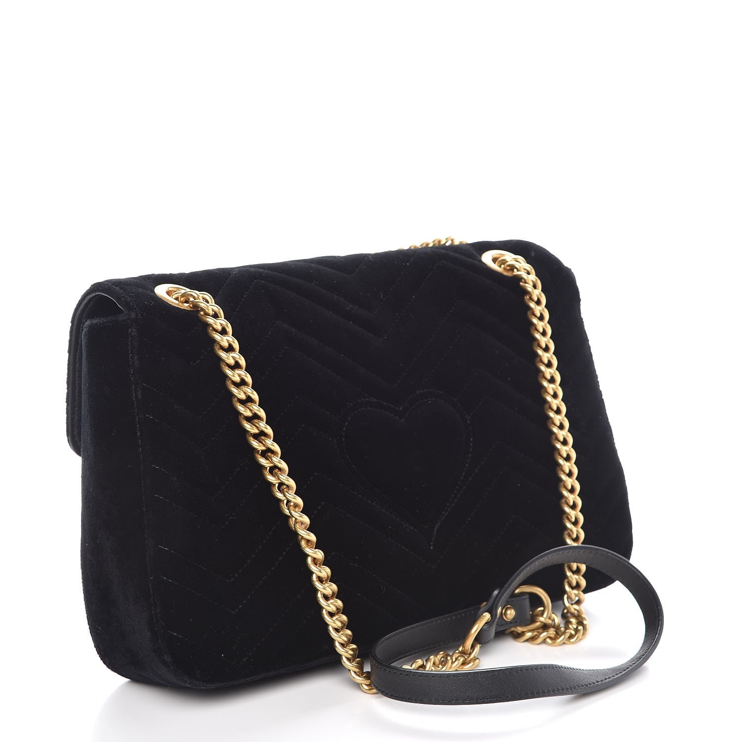Gucci Velvet Matelasse Medium GG Marmont Shoulder Bag Black 3 of 7