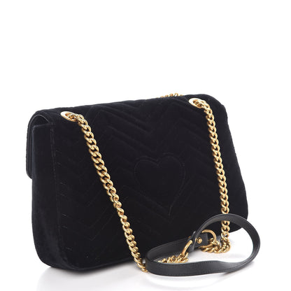 Gucci Velvet Matelasse Medium GG Marmont Shoulder Bag Black 3 of 7