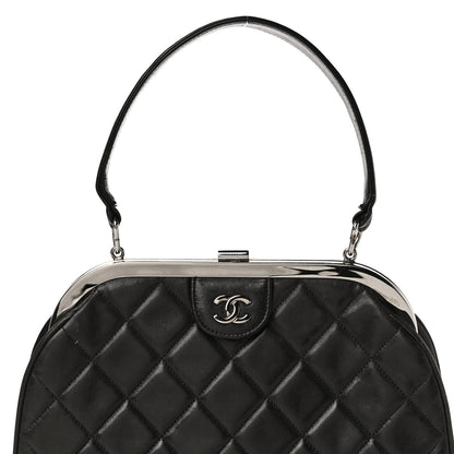 Chanel Lambskin Quilted Kisslock Frame Bag Black 9 of 21
