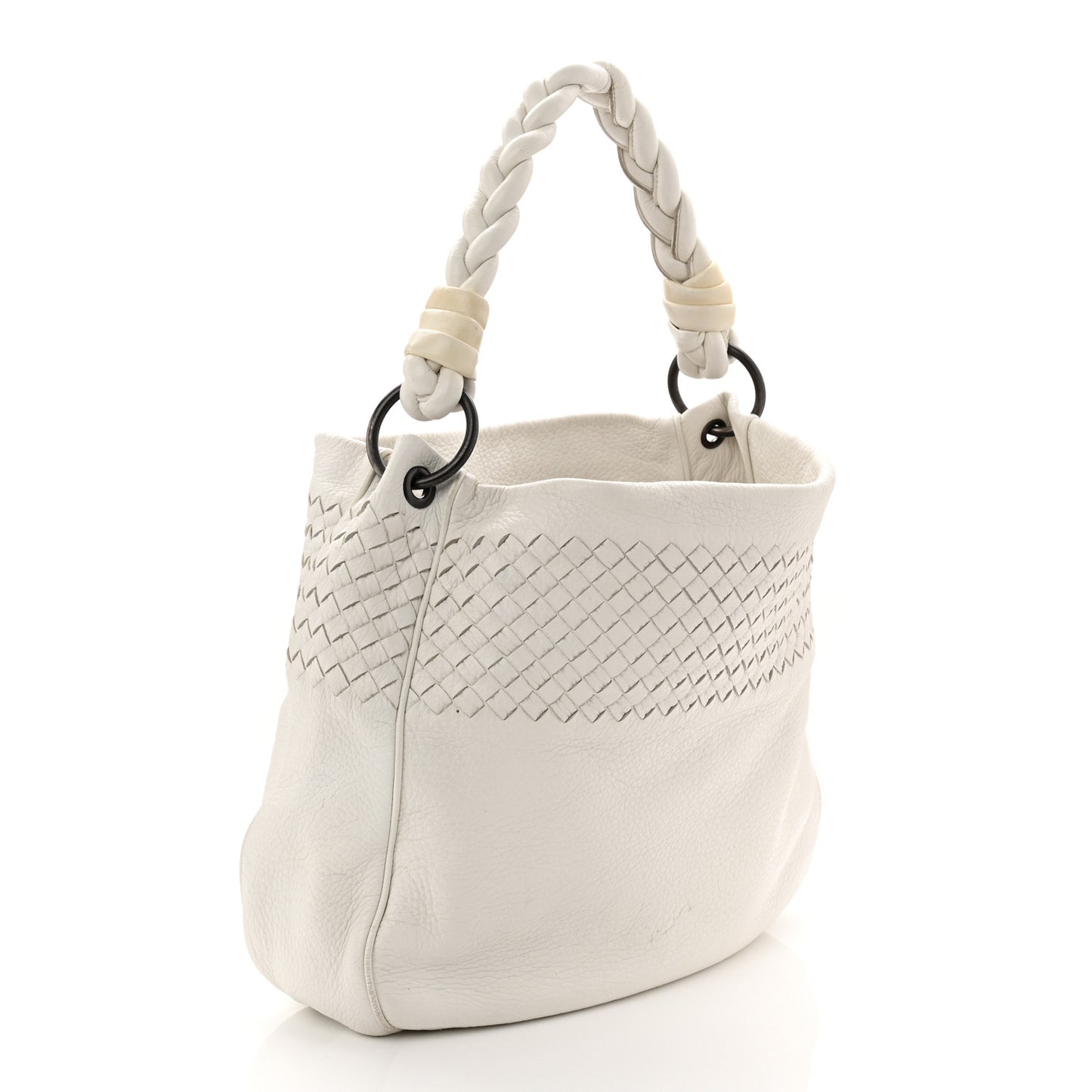 Cervo Intrecciato Shoulder Bag White