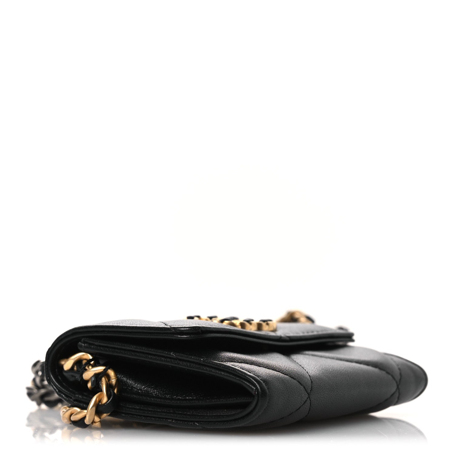 Chanel Lambskin Quilted Chanel 19 Flap Coin Purse With Chain Black 4 of 11