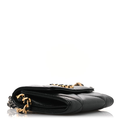 Chanel Lambskin Quilted Chanel 19 Flap Coin Purse With Chain Black 4 of 11