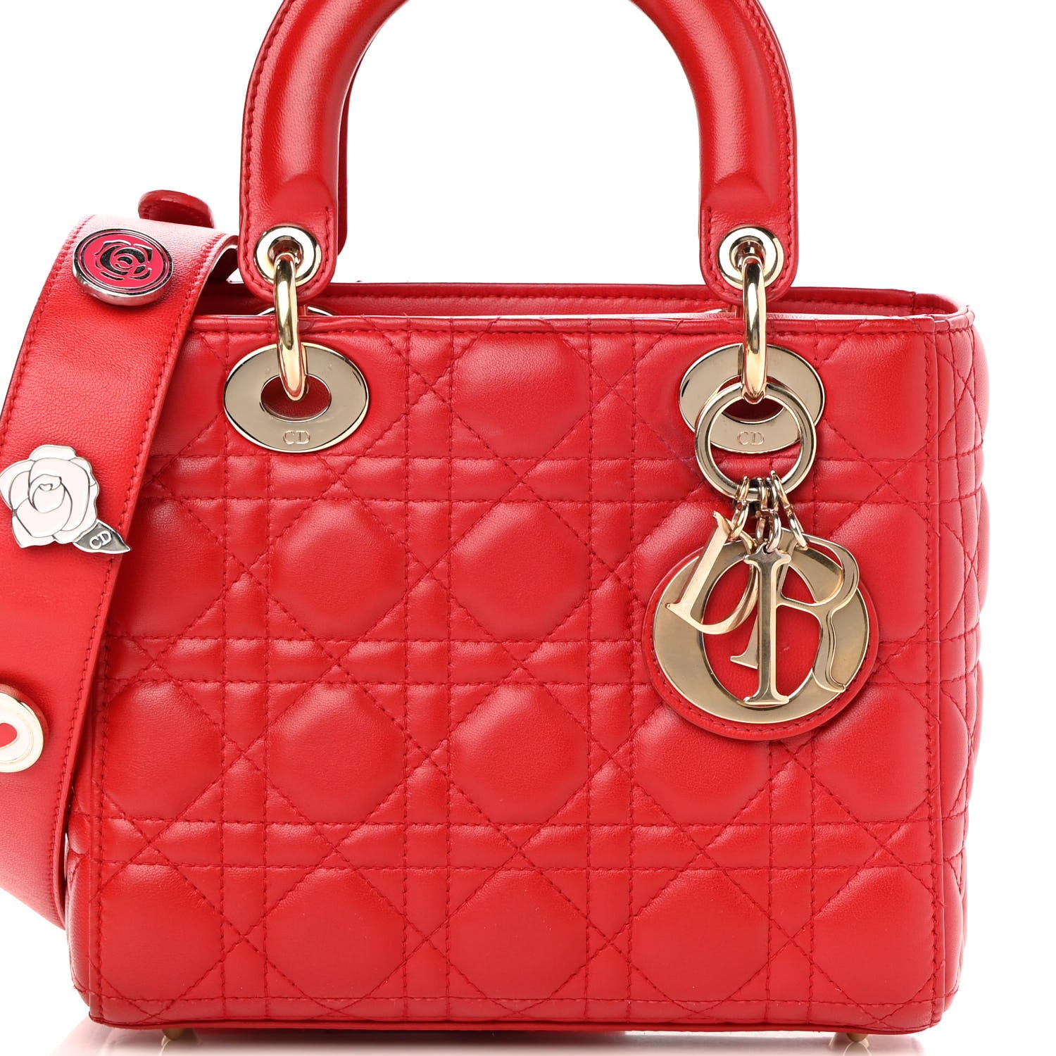 Christian Dior Lambskin Cannage Small Lucky Badges My Lady Dior Red 8 of 16