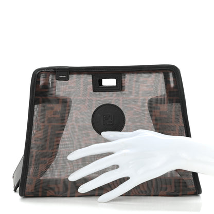 Fendi Mesh Vitello Century FF 1974 Mini Peekaboo Defender Cover Marrone Black Ebano 3 of 11