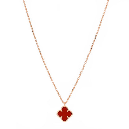 Van Cleef & Arpels 18K Rose Gold Carnelian Sweet Alhambra Pendant Necklace 1 of 7