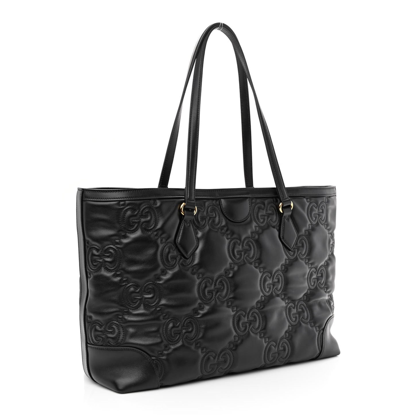 Calfskin GG Matelasse Medium Ophidia Shopping Tote Black