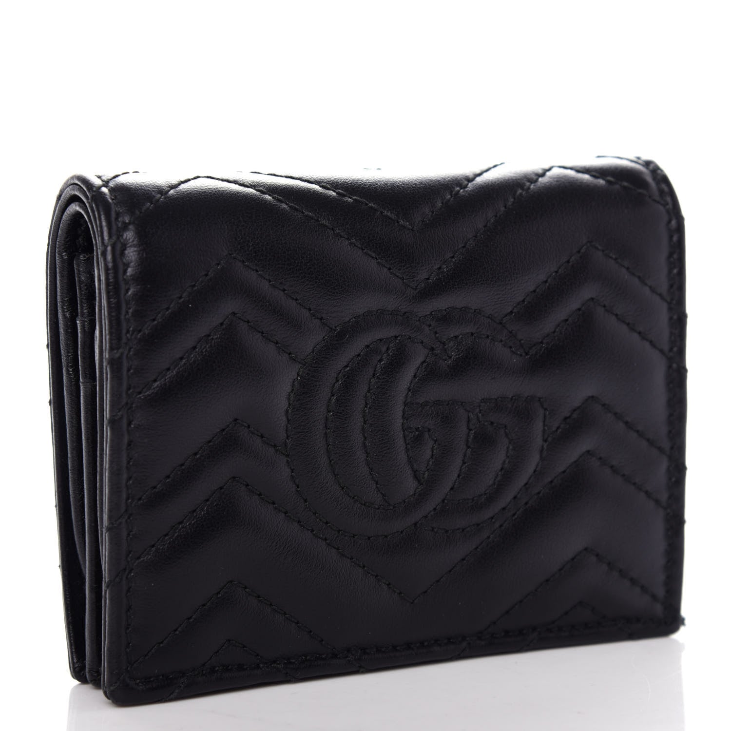 Gucci Calfskin Matelasse GG Marmont Card Case Wallet Black 3 of 7
