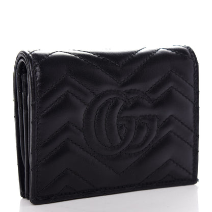 Gucci Calfskin Matelasse GG Marmont Card Case Wallet Black 3 of 7