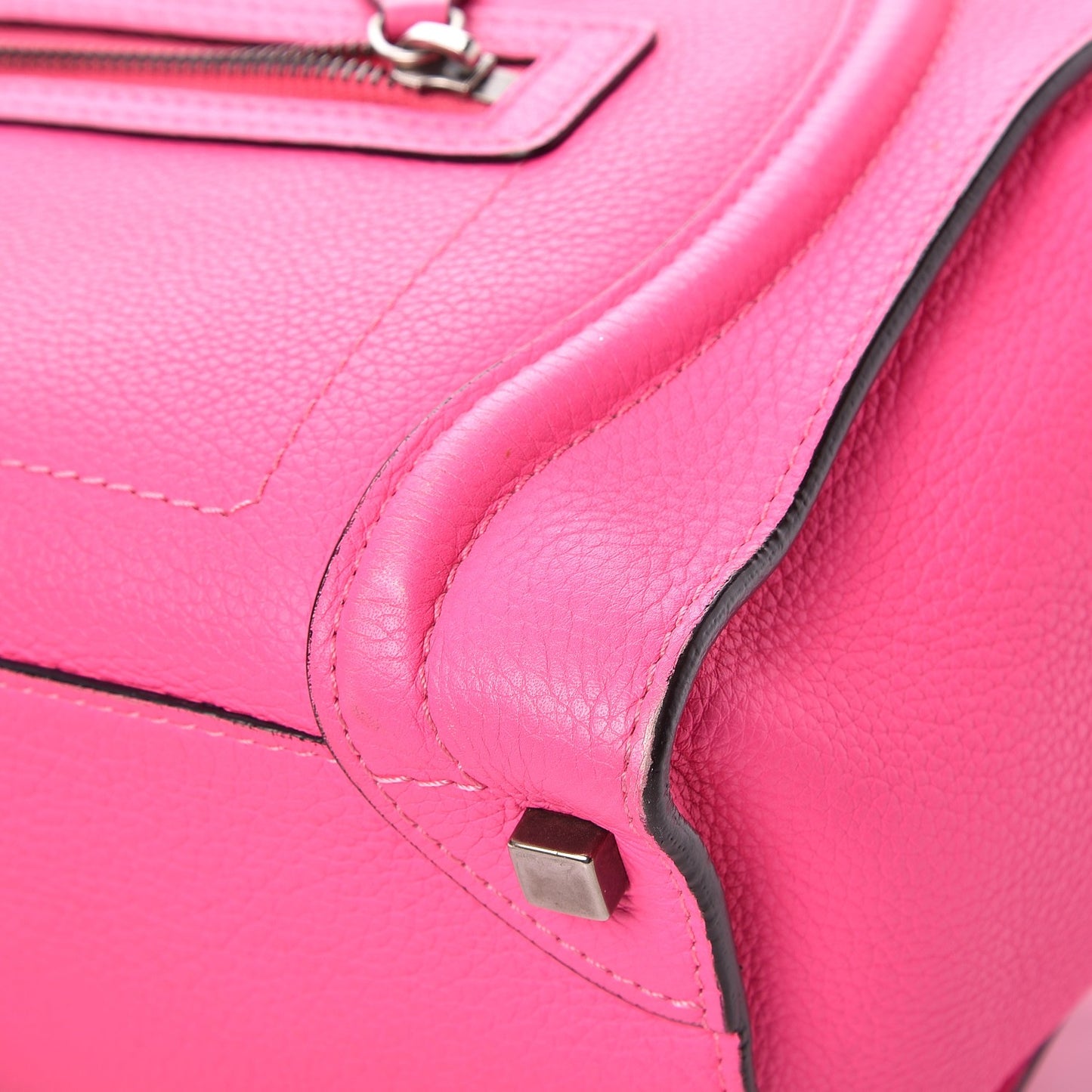 Drummed Calfskin Micro Luggage Fluo Pink