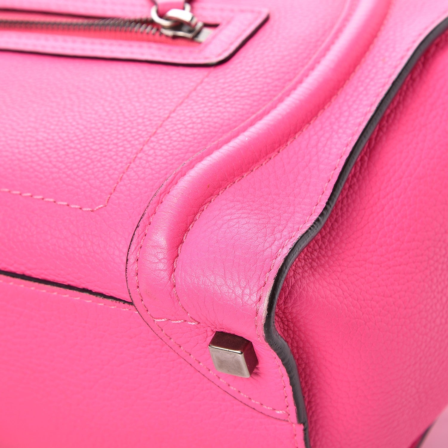 Celine Drummed Calfskin Micro Luggage Fluo Pink 10 of 14