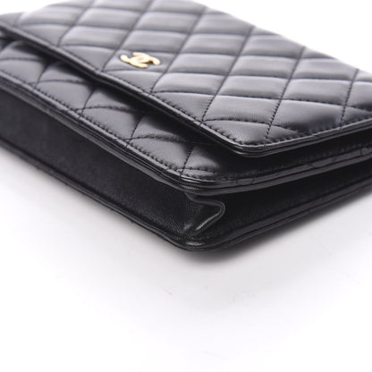 Chanel Lambskin Quilted Wallet On Chain WOC Black 9 of 12