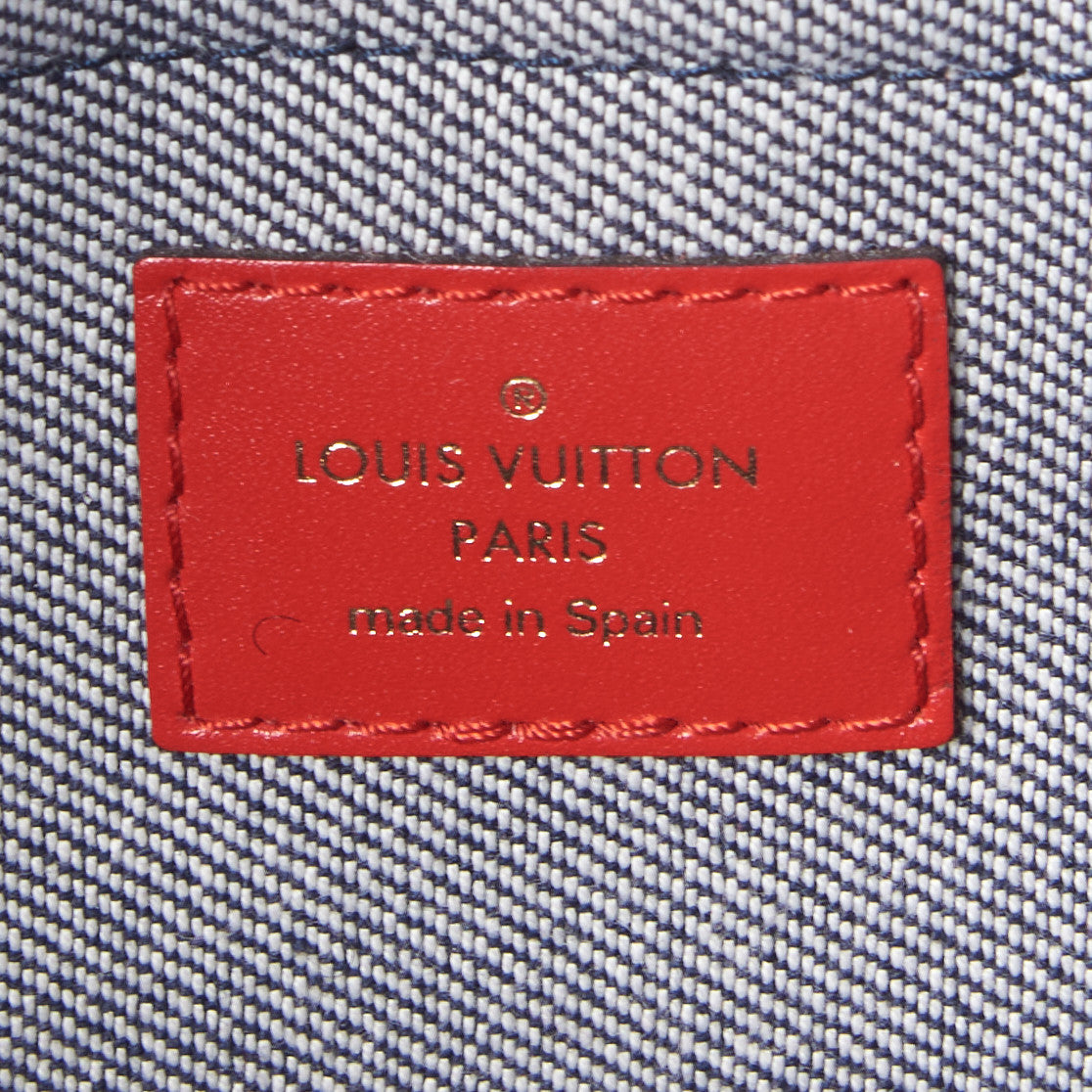 Louis Vuitton Denim Damier Monogram Patchwork Palm Springs Backpack Mini Blue Rouge 8 of 9