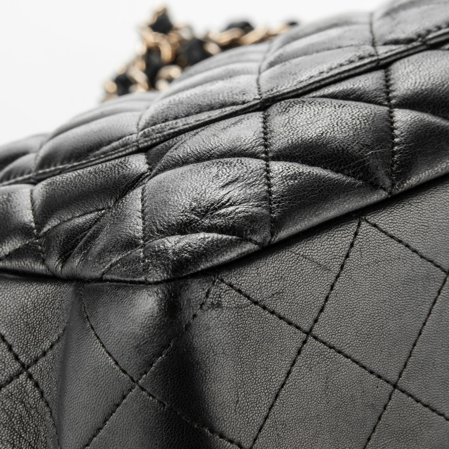 Lambskin Quilted Jumbo Single Flap Black